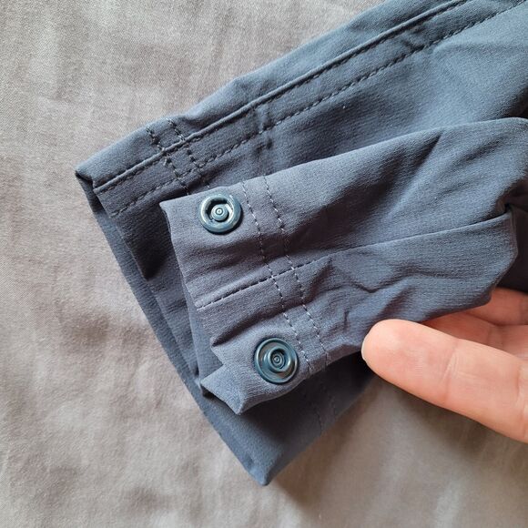 Prana Womens Wonderland Rocks Pants Size Medium Navy Blue Snap Cuffs Pockets Euc - Picture 11 of 12